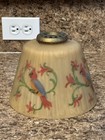 Antique Reverse Painted Lamp Shade Fitter Parrots On Flowers Ribbed Glass 7   