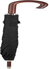 Classic Umbrella Automatic Open Wooden Stick Windproof Folding Rain Black Strong