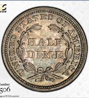 1858 Seated Liberty Half Dime     Pcgs Au55 Toned      Tough Coin
