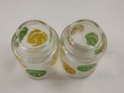 2 Vintage 1970s Mid Century Yellow   Green Smiley Face Glass Tumbler 