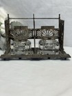 Antique Victorian Eastlake Double Inkwell   Pen Holder With Both Glass Ink Jars