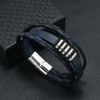 Men s Multilayer Leather Bangle Magnetic Clasp Classical Cuff Bracelet 8  
