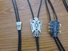 Bolo Ties Lot Of 4 Bolos With Leather Lanyards   Metal Tips Mint 