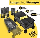 Heavy Duty 440lbs  Folding Wagon  Large For Beach Camping Yard Hauling  Gray