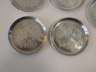Vintage Set Of 5 Hammered Aluminum Coasters Candle Rest Fruit Flowers