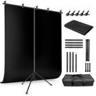5x6 5ft Black Photo Backdrop With Stand   Clamps - Ideal For Studio Photography