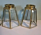 4 Beveled Glass Brass Lamp Shades 5 Inch Hexagon