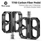 West Biking Carbon Fiber Road Bike Pedals 3 Bearing Titanium Axis Bicycle Pedals