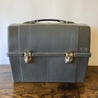 Vintage Thermos Brand Dark Gray Plastic Mens Lunch Box   Thermos Usa Made
