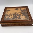 Vintage Framed Victorian Print Ornate Carved Jewelry Box Mirrored 11x9 