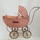Antique C1925 South Bend Toy Co Sm Wicker Baby Doll Carriage Stroller Pram Buggy