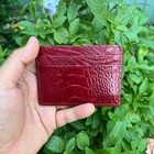Burgundy Genuine Ostrich Leather Credit Card Holder Wallet Business Card Case
