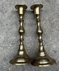 Antique Pair Of  Vintage Solid Brass Candlesticks-19th Century Hancrafted  India