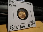 1966 Peru 1 5 Libra Bbr Gold Coin Mint State      
