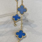 Van Cleef   Arpels Vintage Alhambra Bracelet Blue Agate 5 Motifs Full Box