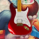 Gloss Red St Style Guitar - White Pearl Pickguard   Gold Accents