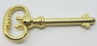 Brass Plated Key For Roll Top Desk Lock - Polished Skeleton Antique Vintage Old 