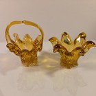 Lot If 2 Vintage Chalet Art Glass Bonbonniere Basket Dish Amber  4 5  Canada