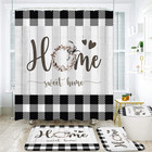 Black And White Shower Curtain Set Home Sweet Home Bathroom Sets With Rugs rusti