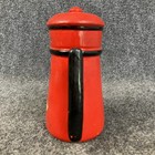 Vintage Red Coffee Money Pot Made In Japan Ceramic Piggy Coin Bank