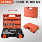46 53pcs Socket Wrench Set 1 4  Drive Ratchet Metric Kit Garage Car Repair Tool