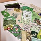 50 Pc Green Ephemera Paper Pack Vintage Lot Tickets Stamps Labels More P37