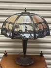 Rare Antique Miller Art Nouveau Nyc Statue Liberty Slag Glass Bent Lamp