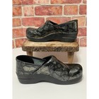 Dansko Professional Black Silver Floral Patent Leather Clogs Shoes Womens 39
