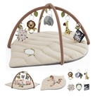 Baby Play Gym   Activity Mat  Leaf Shaped Baby Tummy Time Play Mat With 6 Detach