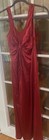 Vtg Long Nightgown   Matching Robe Nylon Pinehurst Lingerie Sz L Red Low Cut