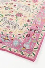 Hand-tufted Pink Leopard Floral Wool Area Rug Boho Handmade Carpet