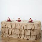 17 Ft Natural Burlap Table Skirt 3 Tiers Ruffles Wedding Party Catering Supply