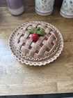 Vintage Ceramic Over   Back Cherry Pie Keeper Lidded Dish  11  Across Beautiful