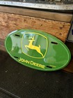 John Deere License Plate Oval Wall Hanger Art Tractor Tin Sign