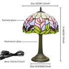 Tiffany Lamp 12 Inch Blue Pink Calla Lily Victorian Stained Glass Table Lamp    