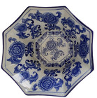 Chinoiserie Octogon Bowl Large Blue   White 11   d X 6   h Asian Design Home Decor