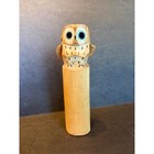Vintage 1966 Greenwich Village Hand Carved Wooden Owl Sasano-bori Folk Art 3 75 
