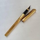 S t  Dupont Gold Plated Fountain Pen Line Pattern 18k Gold Nib Vintage Used