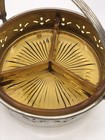 Vintage Farberware Pin Chrome Handled Basket Amber Divided Glass Condiment Dish