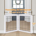2-panel Freestanding Foldable Wood Dog Gate     Solid Wood   Steel Wire  Chew-r   