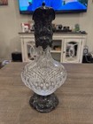 Antique Art Nouveau Topazio Silver Plate And Cut Glass Pitcher Caraffe Claret