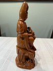 Large Vintage Chinese Huangyang Wood Boxwood Carved Statue Of Guanyin