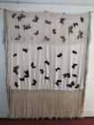 Vintage Fabulous Chinese Type Silk Piano Embroidered Shawl Fringes Needlework