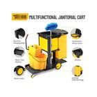 Tuffiom Janitorial Cart With Key-locking Cabinet  3-shelf Commercial Cleaning   