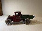 Antique Arcade Cast Iron Dump Truck Red Green Original Paint Nickel Wheels
