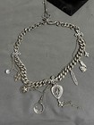 18  Lucky Brand Y2k Pewter Silver Tone Gothic Rocker Addiction Charm Necklace
