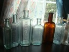 Antique Lot Of Eight Embossed 1880 s- 1890 s Medicine - Apothecary Bottles