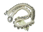 Fossil Crystal Wrap Bracelet Silvertone White New  Nwt