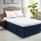 King Bed Skirt  Dust Ruffle For King Size Bed  Easy Fit With 15-inch Tailored Dr
