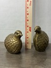 Vintage Brass Quail Bird Figurines Pair Bird Animal Class Figurine Decor